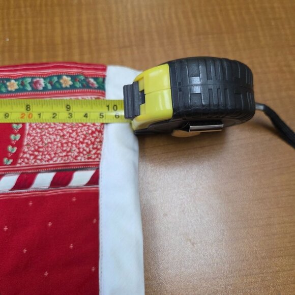 Quilted Red Christmas Stocking With Teddy Bear & Candy Cane Applique - 20" Long - Picture 4 of 5